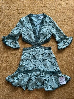 ASOS Design Lace Mini Dress with Circle Trim Apple Green US 4 NWT